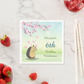 Serviette En Papier Cute Hérisson cerise en fleurs Custom (En situation)