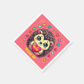 Serviette En Papier Cute Hérisson personnalisable Fille d'anniversaire (Coin)