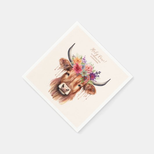 Serviette En Papier Cute Highland Cow 1er anniversaire (Coin)