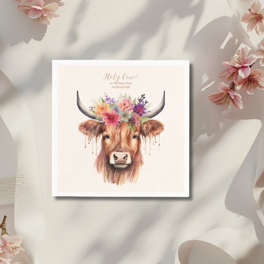 Serviette En Papier Cute Highland Cow 1er anniversaire