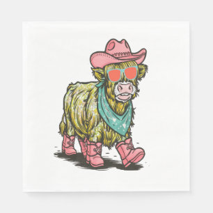Serviette En Papier Cute Highland Cow, Ouest