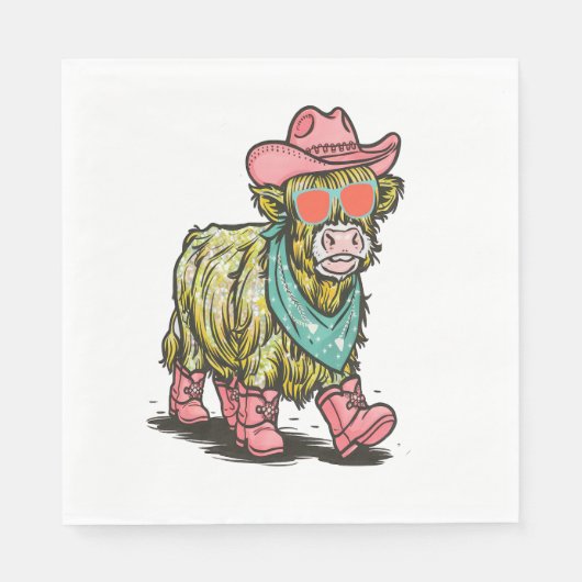 Serviette En Papier Cute Highland Cow, Ouest (Devant)
