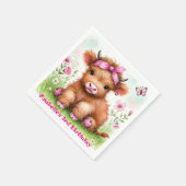Serviette En Papier Cute Highland Vache papillon Fille Anniversaire (Coin)