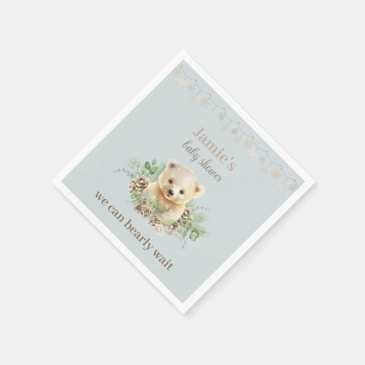 Serviette En Papier Cute Hiver Polar Ours Cub Baby shower Garçon bleu (Coin)