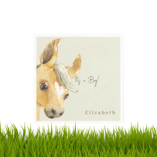 Serviette En Papier Cute Horse C'est un Baby shower garçon Cocktail
