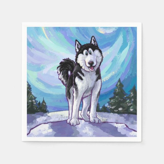 Serviette En Papier Cute Husky (Devant)