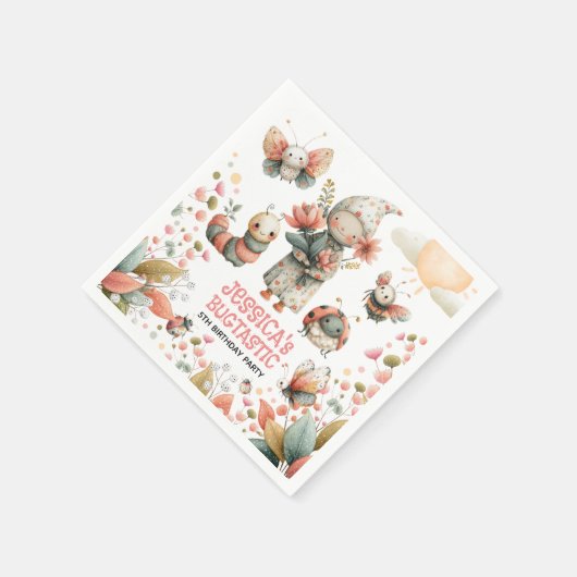 Serviette En Papier Cute Insects Pastel BUGTASTIC Anniversaire de enfa (Coin)