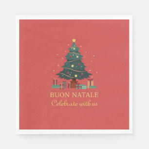 Serviette En Papier Cute Italien Buon Natale Arbre Personnalisé