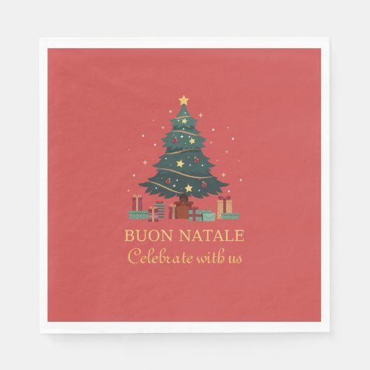 Serviette En Papier Cute Italien Buon Natale Arbre Personnalisé (Devant)