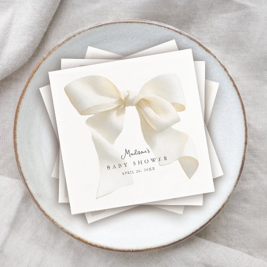 Serviette En Papier Cute Ivory Coquette Bow Baby Shower