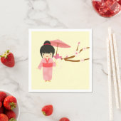 Serviette En Papier Cute japonaise rose cerise Blossom Geisha (En situation)