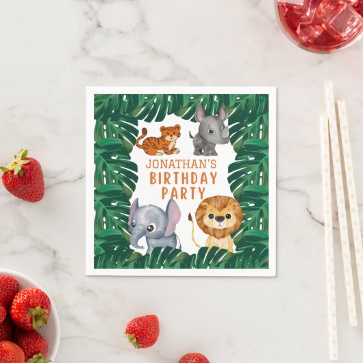 Serviette En Papier Cute Jungle Animaux Anniversaire (En situation)