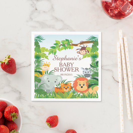 Serviette En Papier Cute Jungle Safari Animaux Baby shower serviettes (En situation)