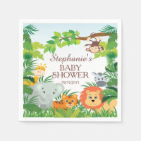 Cute Jungle Safari Animaux Baby shower serviettes