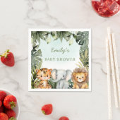 Serviette En Papier Cute Jungle Safari Animaux Tropical Greenery Baby (En situation)