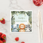 Serviette En Papier Cute Jungle Safari Animaux Tropical Greenery Baby (En situation)