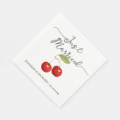 Serviette En Papier Cute Just Marié Retro Red Cherries Mariage (Coin)