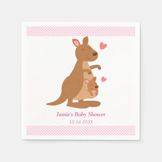 Serviette En Papier Cute Kangaroo Baby shower (Devant)