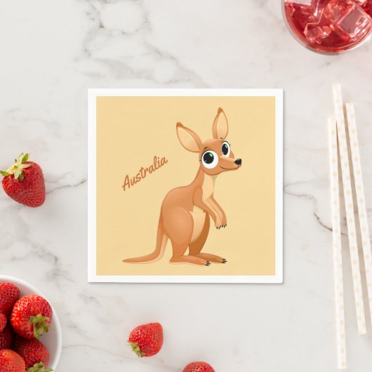 Serviette En Papier Cute Kangaroo papier texte personnalisé serviettes (En situation)