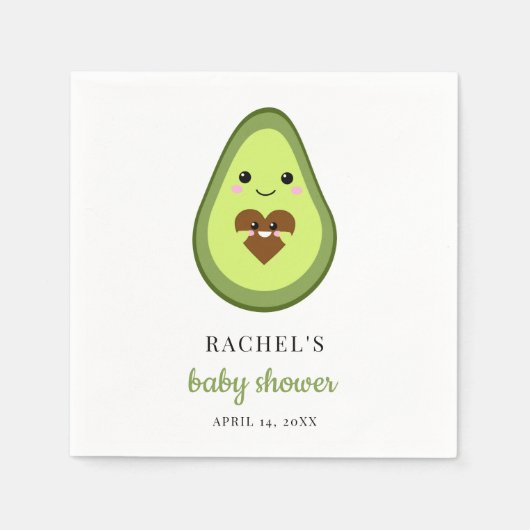 Serviette En Papier Cute Kawaii Avocado Baby shower enceinte Fiesta (Devant)