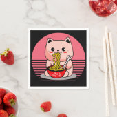 Serviette En Papier Cute Kawaii chat ramen (En situation)