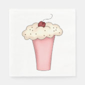 Serviette En Papier Cute Kawaii Cupcake Milkshake avec cerise (Devant)