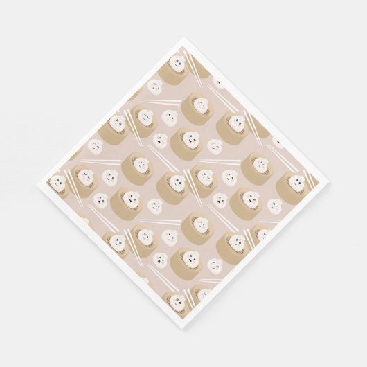 Serviette En Papier Cute Kawaii Dumplings Baguettes en vapeur (Coin)