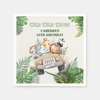 Serviette En Papier Cute kawaii green safari sauvage animaux fête