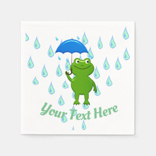 Serviette En Papier Cute Kawaii Grenouille et pluie