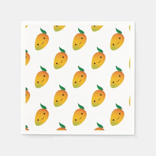 Serviette En Papier Cute Kawaii Mango souriant (Devant)