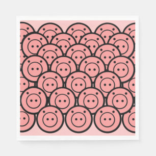 Serviette En Papier Cute Kawaii Pink Piglets & Piglets Motif Vector Ar