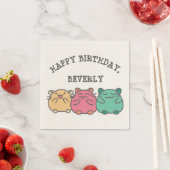 Serviette En Papier Cute Kawaii Style Hamsters de Dessin Personnalisé (En situation)