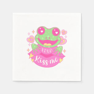 Serviette En Papier Cute Kiss Me Frog - Xoxo