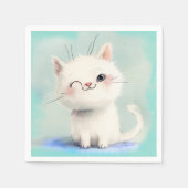 Serviette En Papier Cute Kitten blanc (Devant)