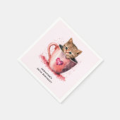 Serviette En Papier Cute Kitten dans un Teacup avec coeur Anniversaire (Coin)