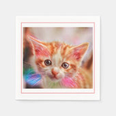 Serviette En Papier Cute Kitten Face Ginger Chat (Devant)