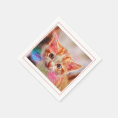 Serviette En Papier Cute Kitten Face Ginger Chat (Coin)