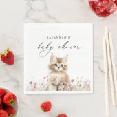Serviette En Papier Cute Kitten | Spring Floral Cat Thème Baby shower (En situation)