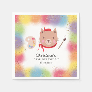 Serviette En Papier Cute Kitty Cat Peinture Art Anniversaire
