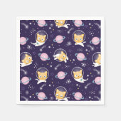 Serviette En Papier Cute Kitty Chat Astronauts Motif (Devant)