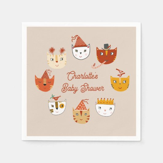Serviette En Papier Cute Kitty Chat Baby shower personnalisé (Devant)