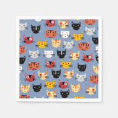 Serviette En Papier Cute Kitty Chat Bleu (Devant)