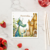 Serviette En Papier Cute Knight Dragon Castle Anniversaire Fête Enfant (En situation)