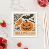 Serviette En Papier Cute Knitted Pumpkin Bat Halloween (En situation)