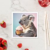 Serviette En Papier Cute Koala Avec Cupcake Pastel Gradient (En situation)
