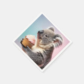 Serviette En Papier Cute Koala Avec Cupcake Pastel Gradient (Coin)