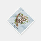 Serviette En Papier Cute Koala Bear Baby shower d'aquarelle bleu (Coin)