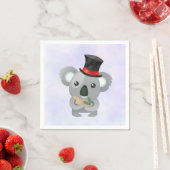 Serviette En Papier Cute Koala dans un chapeau noir (En situation)