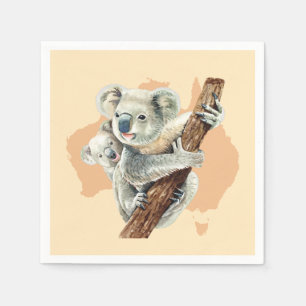 Serviette En Papier Cute Koala Maman et bébé