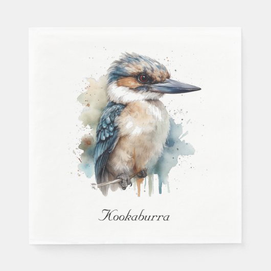 Serviette En Papier Cute Kookaburra sur une branche, personnalisé (Devant)